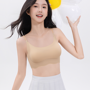ODM 얇고 가벼운 하이 스판덱스 와이어프리 10대 소녀용 스포츠 브라 컬러 블록 충격방지 푸쉬업 통기성 심리스 U-백 - Product Image 3