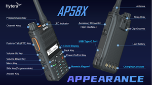 วิทยุสื่อสารแบบพกพา Hytera AP588 ระบบอนาล็อก 128 ช่อง UHF/VHF มาตรฐานกันน้ำ IP54 พร้อมพอร์ต Type-C และ VOX สำหรับการล่าสัตว์กลางแจ้ง โรงงาน และโลจิสติกส์ - Product Image 6