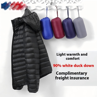 Veste en duvet enduite légère et décontractée pour hommes avec fermeture éclair, longueur régulière, rangement fin et portable pour l'automne et l'hiver, grande taille