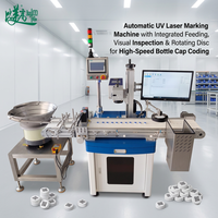 Système d'inspection visuelle et de codage laser UV à alimentation automatique intégrée BMG, machine de marquage de bouchons de bouteilles à disque rotatif