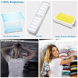 Barre d'éclairage à détecteur de mouvement rechargeable à 30 LED, lumières de nuit pour cuisine, LED magnétiques ultra-minces, éclairage sous-armoire, éclairage de comptoir, éclairage de placard - Product Image 5