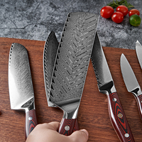 Offre Spéciale professionnel damas couteau de cuisine ensemble chinois bonne qualité Chef couteaux en acier au carbone lame métal matériel