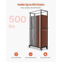 Chariot pliant pour chaises, chariot robuste pour 60 chaises, chariot de rangement pour chaises en métal avec roulettes pivotantes et roue de verrouillage