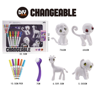 Ensemble de jouets à dessiner en PVC floqué, animaux de dessin animé, pour enfants, arts et artisanat, kit de peinture, bricolage