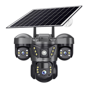 Système <span class=keywords><strong>de</strong></span> <span class=keywords><strong>caméra</strong></span> <span class=keywords><strong>de</strong></span> sécurité sans fil à énergie solaire à triple objectif avec vision nocturne, détection <span class=keywords><strong>de</strong></span> mouvement, <span class=keywords><strong>surveillance</strong></span> extérieure étanche - Product Image 1