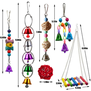 Jouets écologiques modernes pour perroquets, balançoire de cage, perchoir, jouets à mâcher pour perroquets, ensemble combiné de jouets éducatifs pour oiseaux - Product Image 4
