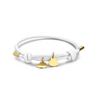 Braccialetto con Charm a Cuore Personalizzabile con Nome, Placcato Oro, Bracciale a Corda per Coppie con Incisione, Regalo d'Amore per Lei, Regolabile - Product Image 6