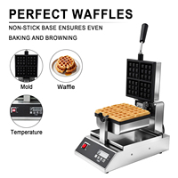 Gaufrier belge professionnel rotatif en acier inoxydable, plaque unique antiadhésive, minuterie numérique 180° °   Vente en gros OEM pour les cafés, les boulangeries et les hôtels