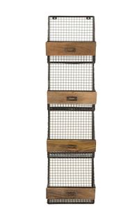 Estante de pared de hierro/madera con cuatro bloques, revistero de metal/madera de mango con acabado natural, precio al por mayor - Product Image 6