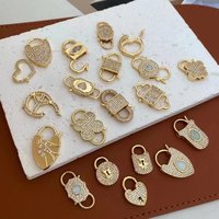 Fournitures de fabrication de bijoux accessoires CZ mousqueton fermoir doré porte-clés coeur bricolage bracelet fermoirs