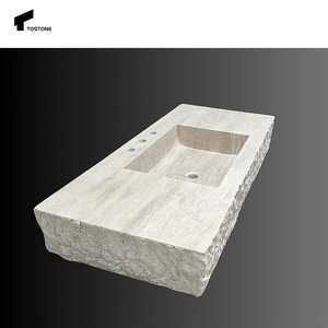 Tostone Personnalisable Beige Fabriqué À La Main Naturel Travertin pour Hung Lavabo Vanity Top Lavabo Atmosphère Salle De Bains Décoration - Product Image 5