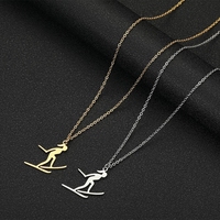 Collar con Colgante Deportivo de Acero Inoxidable para Mujer, Cadena de Eslabones con Dijes Creativos para Ejercicio, Esquí de Fondo y Actividades Deportivas