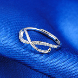 S925 Silver Simple Adjustable Rings Infinity Zircon Rings - Product Image 4