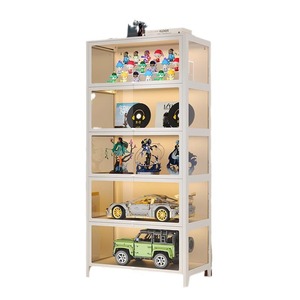 ตู้โชว์เหล็กสามลิ่ม 4 ชั้น ประตูกระจกกันฝุ่น สำหรับเลโก้ เครื่องสำอาง กระเป๋าถือ ชั้นวางของใช้ในบ้าน - Product Image 5