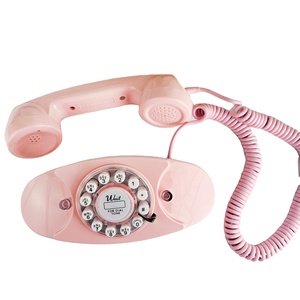 <span class=keywords><strong>Téléphone</strong></span> filaire à cadran rotatif de style antique rose, <span class=keywords><strong>téléphone</strong></span> fixe de bureau en plastique durable, vente en gros pour les bureaux à domicile, les hôtels, les écoles - Product Image 1