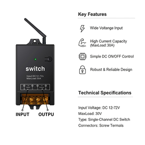 GLC DC 36V Wireless <strong>Remote</strong> <strong>Control</strong> Switch 433MHz <strong>Remote</strong> <strong>Control</strong> Switch 30A <strong>Remote</strong> <strong>Control</strong> For Outdoor Lighting - Product Image 3