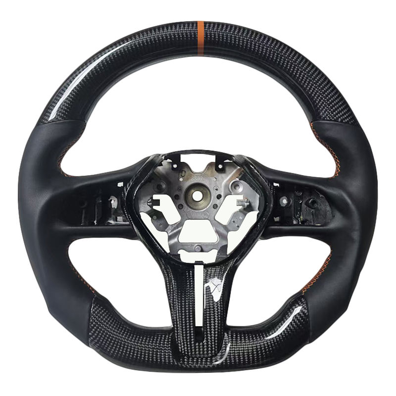 Bande supérieure orange + Fibre de carbone + Coutures orange + Cuir lisse