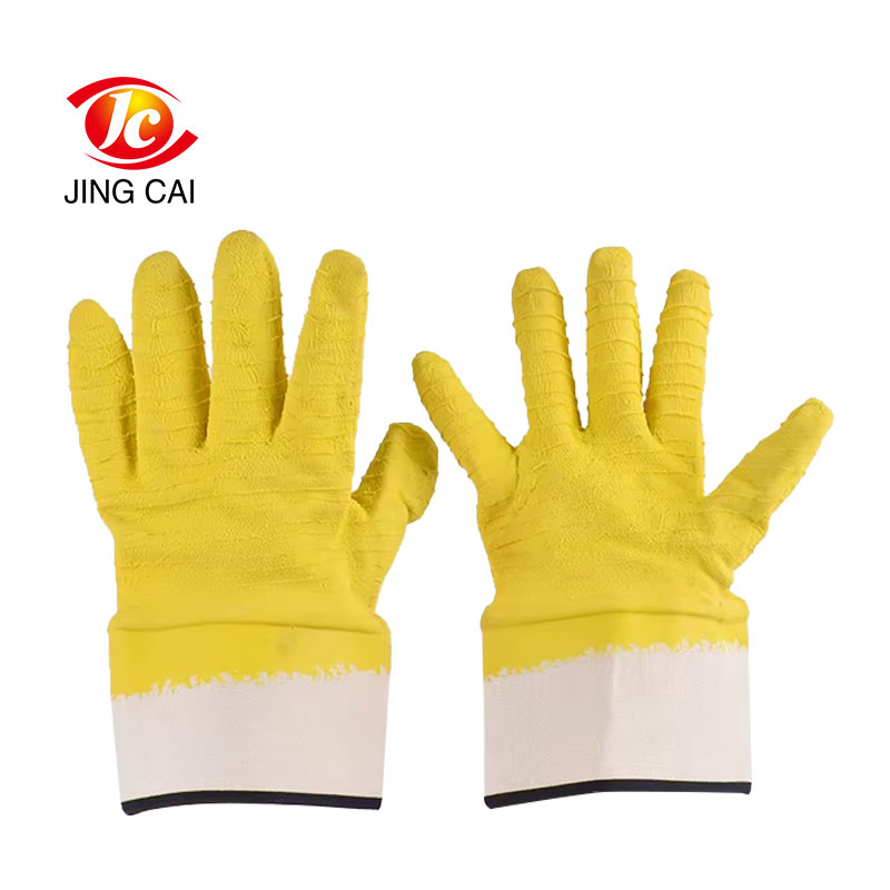 Yellow Coated Safety Work Gloves with Cotton Lining XL Size Waterproof Anti-Slip Protective Cuff Not a One-Off Construction Use