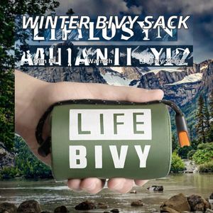 Sac de bivouac thermique d'urgence en Mylar PE pour adulte, enveloppe pour le camping en plein air, la randonnée, la survie en hiver, sifflet inclus pour dormir - Product Image 2