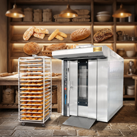 Four rotatif à gaz et électrique à air chaud avec chariot pour boulangerie et usine de transformation alimentaire