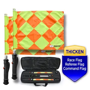 World Football Games Electronic Referee Flag Soccer Linesman Sideline Flags Polyester Cotton Referee Patrol Signal Flag