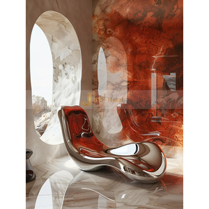 V261 Fabrication d'usine, style européen moderne, acier inoxydable 304 316, sculpture de chaise en argent poli pour la décoration d'hôtel - Product Image 2