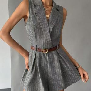 بدلة نسائية أنيقة جديدة لعام 2026 بياقة على شكل V بدون أكمام، مناسبة للمكتب والعمل، تصميم ضيق يبرز الخصر - Product Image 1