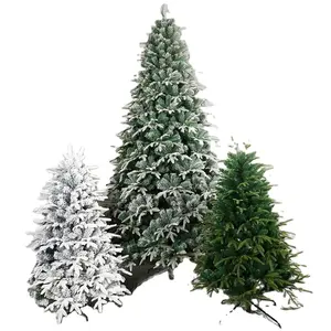 2022 dekorasi Natal besar 5/6/7/8/9 kaki Premium salju buatan berbondong pohon Natal hijau mudah untuk merakit berdiri logam