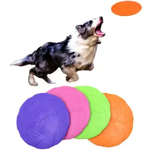 Brinquedo de borracha macia para cachorro, brinquedo interativo de treinamento de animais de estimação, mordedor para cachorro, disco voador