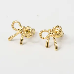 wholesale earrings bulk in stock 18K gold plated stud earrings bow for women