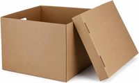 Boîte de rangement en carton kraft empilable avec couvercle et poignées, carton de déménagement pour documents de bureau