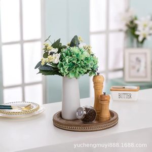 Wooden Decorative <b>Tray</b> With Scented Candle Holder Round Serving Plate For Fruits <b>Snacks</b> Cakes Home Dcor - Product Image 3