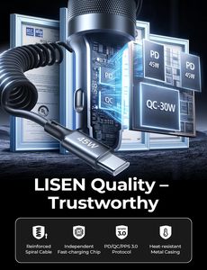 LISEN 2026 Adaptateur <span class=keywords><strong>Chargeur</strong></span> Voiture Amélioré 4-en-1 90W Multi-Ports USB C Power Delivery <span class=keywords><strong>Prise</strong></span> de Charge Rapide pour <span class=keywords><strong>iPhone</strong></span> 17 Samsung - Product Image 6