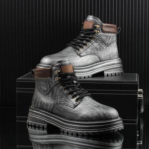Nouvelles bottes de travail rétro pour hommes pour l'automne et l'hiver, bottes à <span class=keywords><strong>semelle</strong></span> épaisse, bottes de <span class=keywords><strong>moto</strong></span> - Product Image 2