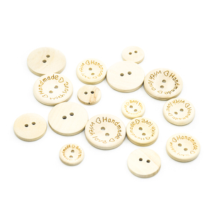 กระดุมไม้ Flatback แบบกำหนดเอง,สีธรรมชาติทรงกลม15มม. 20มม. 25มม. 2รูสำหรับงานตัดเย็บ DIY - Product Image 5