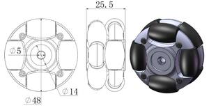 Roue <span class=keywords><strong>Omni</strong></span> pour servomoteur, 4 pièces, 48mm, Compatible avec moteur de Servo 14037 - Product Image 6