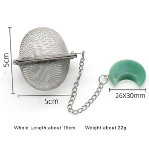 Tee-Ei aus Edelstahl, Kugel-Teesieb, Amethyst Weißer Kristall Mond Anhänger Teefilter mit Verlängerungskette - Product Image 6