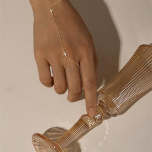 패션 체인 링크 팔찌 925 스털링 실버 체인 손가락 팔찌 4 클로버 지르콘 골드 도금 팔찌 여성용 - Product Image 4