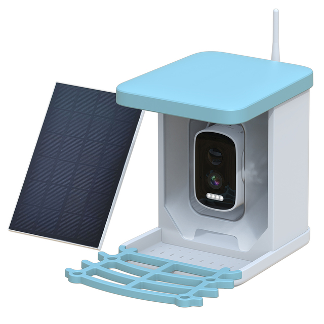Intelligent AI Bird Feeder with App Control Solid Pattern Outdoor Smart Bird Watcher Battery-Powered Camera Bird Feeder Bowls