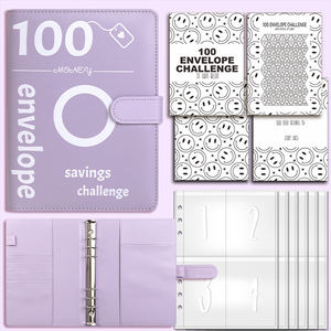 A5 PU Impresión bajo demanda Ahorre dinero Planificador Challenger Carpeta Libro Vacaciones 100 Sobres Ahorro Desafío - Product Image 6