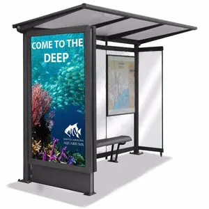 Smart City Customizable Solar Bus Stop Outdoor Touch Screen Advertising Display Digital Signage Shelter