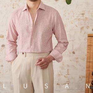 <span class=keywords><strong>Camicia</strong></span> estiva Casual <span class=keywords><strong>a</strong></span> maniche lunghe da <span class=keywords><strong>uomo</strong></span> con colletto unico retrò alla moda per la primavera - Product Image 3