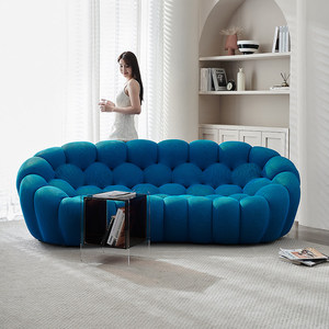 Canapé trois places de style nordique moderne et luxueux pour salon, revêtement en tissu, rembourrage en éponge, meubles design mobiles, fabriqué en Guangdong - Product Image 3
