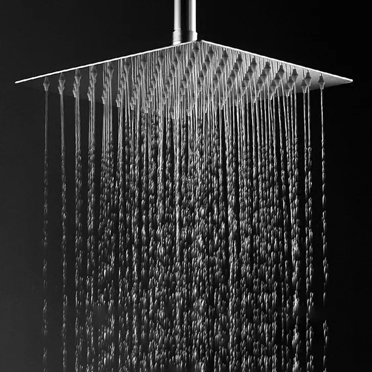 Ultra thin rainfall 304 stainless steel water saving square ceiling rain shower head