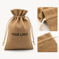 Pochette en toile de jute avec cordon de serrage, sac anti-poussière en jute, pochette à bijoux avec logo personnalisé, différentes tailles, emballage cadeau en gros