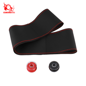 Housses de <span class=keywords><strong>volant</strong></span> de voiture en <span class=keywords><strong>cuir</strong></span> noir artificiel cousues <span class=keywords><strong>à</strong></span> la main universelles brillantes pour toyota pour honda - Product Image 6