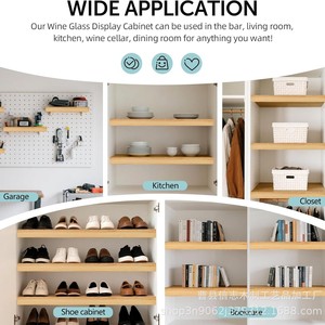 Wooden <b>Wall</b> <b>Mounted</b> <b>Shelf</b> Single Section Natural Wood Color Durable Home Storage Divider - Product Image 4