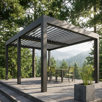 Pergola bioclimatique motorisée en aluminium à lames orientables, style chinois, facile à assembler, avec éclairage LED, pour terrasse et balcon, tailles 3x3, 4x4, 4x6, pour extérieur
