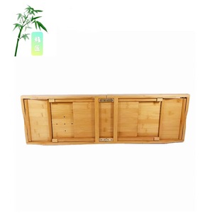 Étagère de bain pliable en bambou, rectangulaire, télescopique, antidérapante, autoportante, simple couche, 17 x 20,9 pouces - Product Image 4