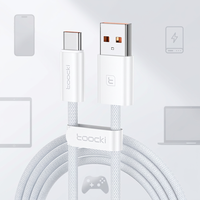 Cable USB a USB C Trenzado Toocki Super Rápido 6A, Cable de Carga PD de 66W, Transmisión de Datos de 480Mbps, Inteligente para la Serie HUAWEI
